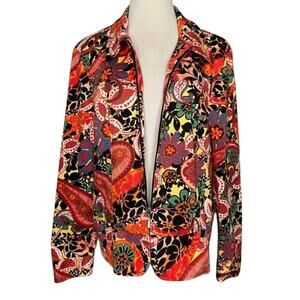 Erin London Vibrant Paisley Floral Multicolored Jacket Size: L